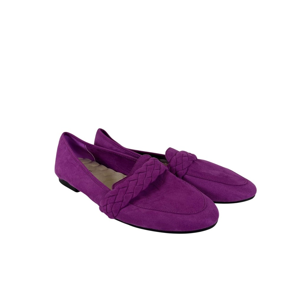 STUDIO 1886 Women's Purple Suede Loafers Braided‎ Detail Flat Shoes Size 10